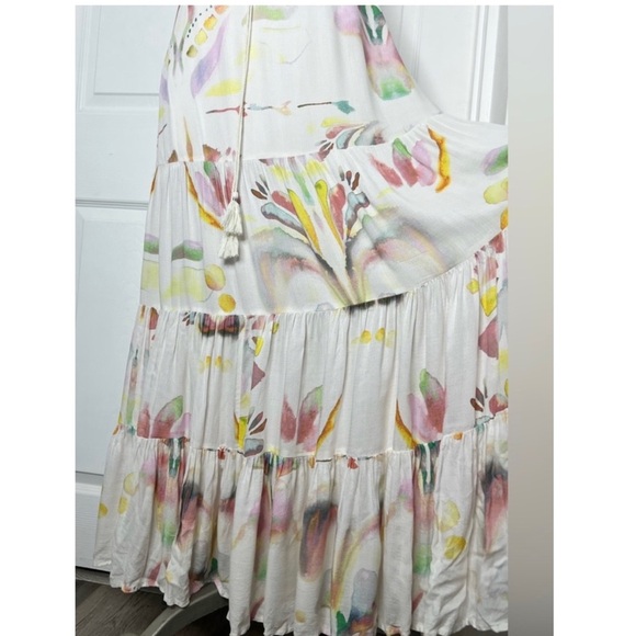 Free People watercolor Maxi Dress Sz 10 - Picture 11 of 15